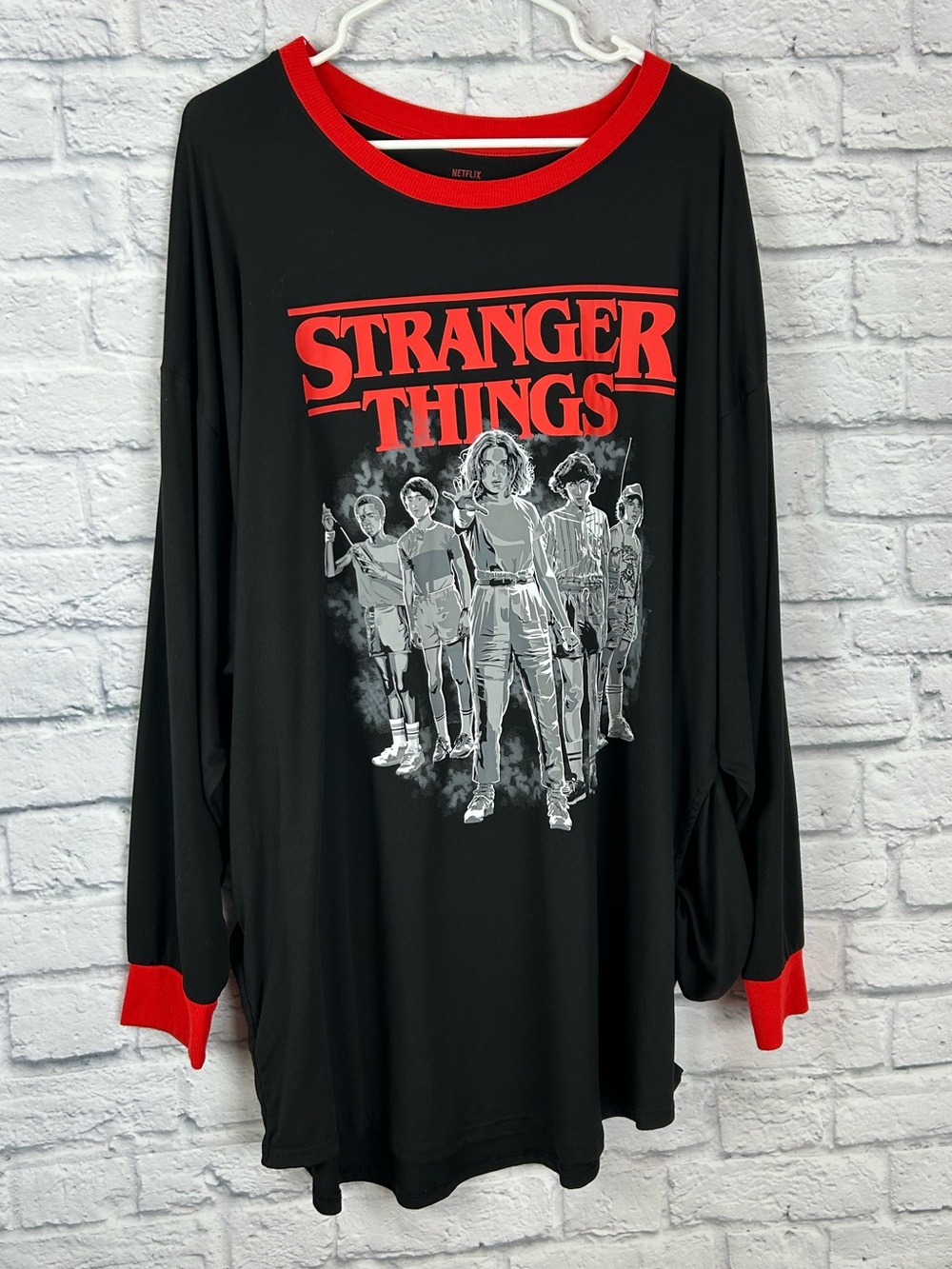 Netflix Stranger Things Sleep Shirt XL 16-18 Black Red Oversized Graphic Tunic
